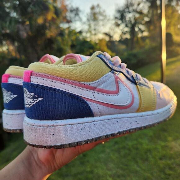 Nike Air Jordan Low SE Big Girls Size 4Y Multicolor Pink Canva Sneakers Shoes - Picture 6 of 16